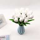 28 Pcs PU Faux Silk Artificial Tulipanes 13.5 Inches - Simulation Flowers for Spring Easter Celebration Mothers Day Brunch Table DecorWhite