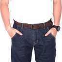 Mens Golf Belt, Casual Belts for Men Jeans Adjustable Braided Web Belt (Brown)