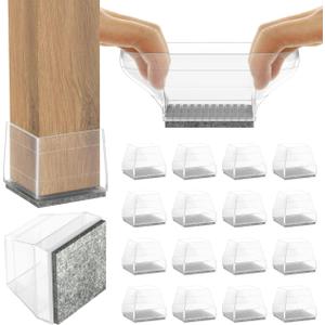 16-piece Square Chair Leg Covers - Protects Wood & Hardwood Floors, Anti-Scratch & No Noise