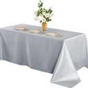 Horbaunal Silver Satin Tablecloth 60 x 102 Inches Rectangle Satin Table Cover Bright Silk Table Cloth for Wedding Party Banquet
