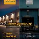 200W Wall Pack Lights Outdoor Led, 100-277V Dusk to Dawn Photocell, 30000Lm 5000K IP65, 60ft Dia Coverage Area,Commercial Exterior Lighting for Warehouse,Building,ETL(15~30ft Height) - 4Pack