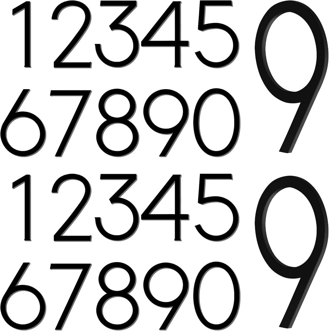 Leinuosen Black 4 Inch Acrylic Mailbox Number 2 Set - Weatherproof - Mailbox Numbers for Outside - House Numbers - Sticky (Classic)