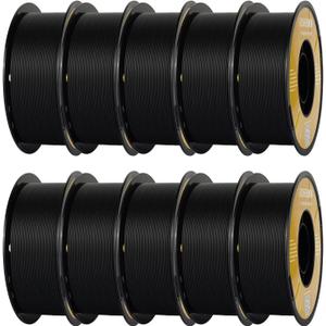 Kingroon Matte PLA Filament 1.75mm 3D Printer Filament Matte Filament 10kg Dimensional Accuracy +/- 0.02 mm (10 Rolls Black)