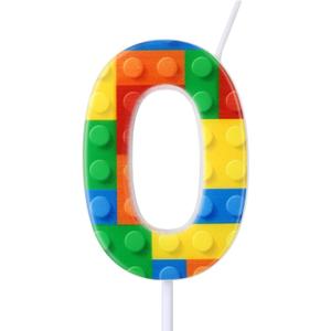 Rossesay Building Block Number 0 Birthday Cake Candle Numeral Birthday Sparkler Candles for Building Block Cake Topper for Party Decorations Supplies(Number 0)