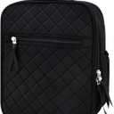 Aileam Lunch Box for Women Black Lunch Bag Quilted Reusable Insulated Cute Lunch Box Aesthetic Tote Bags Floral Cotton Lunch Case for Travel Work Picnic (Black)