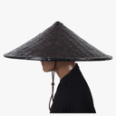 Black Handmade Bamboo Hat Samurai Hat Cosplay Hat (19" x 7"