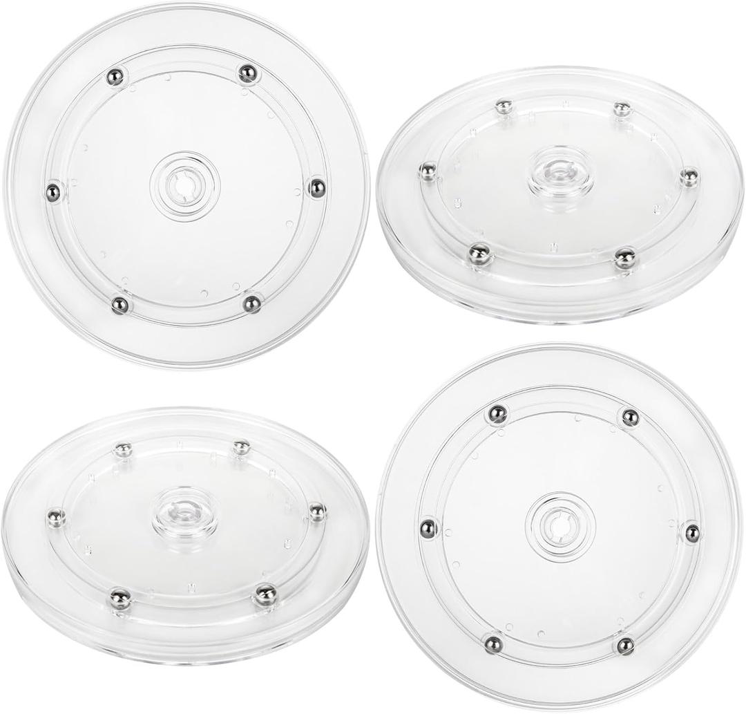 4PCS 6 inch Small Lazy Susan Turntable Clear Acrylic Lazy Susan Mini Acrylic Ball Bearing Rotating Tray for Spice Rack Table Cake Kitchen Pantry Decorating