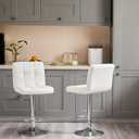 DUMOS Bar Stools Set of 2, 24 inch Counter Height Bar Stools, Upholstered Modern Kitchen Barstools with Metal Base, PU Leather Saddle Stools for Kitchen Island, Snowy White