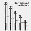 Extendable Tripod Selfie Stick for DJI Osmo Pocket 4P /4/3/2 Length Adjustable Extension Rod with Rotatable Gimbal for Insta360 ONE X5 /4/3/2 / Ace Pro 2 Action Camera Bracket Mount Holder