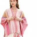 Women's Knitted Shawls Scarf Poncho Sweater Knit Cape Fall Winter Pullover Knitting Cardigan with Tassel