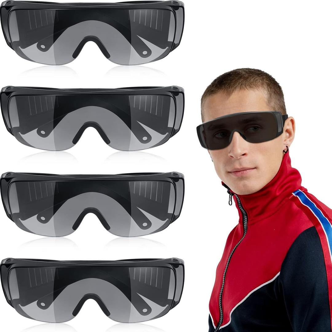 Konohan 4 Pairs UV Resistant Safety Glasses Protective Tanning Goggles Eyewear Red Light Therapy Black Glasses Comprehensive Protection for Your Eyes