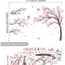 Pink Cherry Blossom Floral Birds Wall Decals Large Cherry Blossom Tree Branch Wall Stickers for Sofa TV Background Wall Decor Bedroom Living Room 67.32x42.91inch