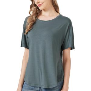 netdraw Women's Ultra Soft Bamboo Viscose Dolman Top Loose Fit Trendy Casual Lounge Short Sleeve Pajama Batwing T-Shirt (Gray, S)