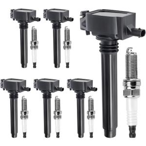 Ignition Coil Pack and Iridium Spark Plugs Set of 6 Compatible with Chrysler 200 300 Town & Jeep Grand Cherokee/Wrangler & Dodge Grand Caravan/Charger/Journey & Ram 1500/ProMaster 3.6L V6 UF648+97390