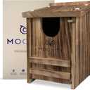 MOONITY Fire-Treated Cedar Owl House  14" x 9" x 9" All-Season Nesting Box for Screech, Kestrel & More  Durable, Weatherproof & Easy to Install (Brown)