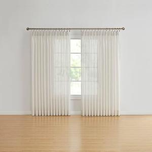 RENAISSANCE HOME FASHION Simplicity Sheer Pinch Pleated Drape Pair – Elegant Window Treatment for Living Room, Bedroom, and Dining Room, 72” x 63", Beige