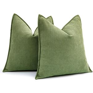 MIULEE Pack of 2 Sage Decorative Pillow Covers 20x20 Inch Soft Chenille Luxurious Couch Throw Pillows Farmhouse Cushion Covers with Elegant Design for Sofa Bedroom Living Room Spring Home Decor