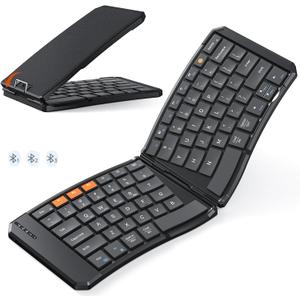 MEETION Foldable Bluetooth Keyboard, Compact Portable Keyboard for Business Travel, Ultra-Thin Folding Wireless Keyboards for iOS Android Windows Mac Tablet PC