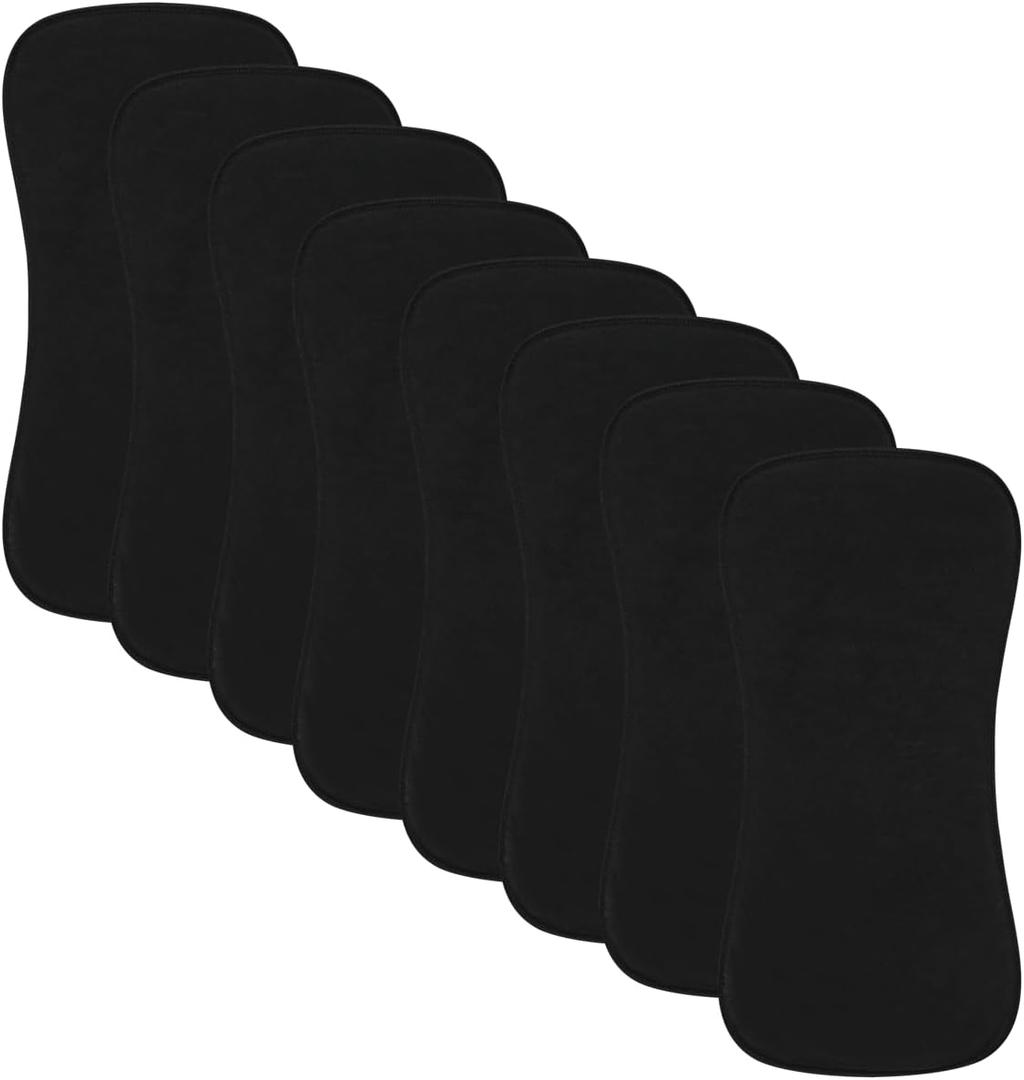 8 Pack Baby Burp Cloths, Unisex for Boys and Girls, Super Absorbent and Soft Towel,Solid Color (Black)