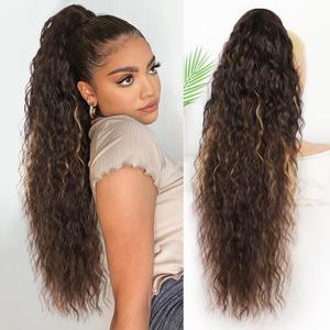 ALXNAN Curly Wave Hair Extensions Ponytail,30" Claw Clip in Ponytail | Natural Wave Looking Synthetic Pony Tail Hair Extensions Hairpieces For Thin Hair Women Daily Party Wear