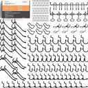 INCLY 176PCS Extra Thick Pegboard Hooks, 1/4" Heavy Duty Black Metal Peg Board Hooks Assortment with Peg Locks Pegboard Accessories Kit for Garage Wall Organizer Hanging Tools