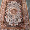 Area Rug for Living Room, Machine Washable Boho Rugs for Bedroom, 4x6Ft Non-Slip Vintage Carpet for Office Dining Room Entryway Hallway, Orange