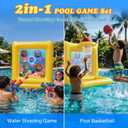 Pool Toys for Kids & Adults, 2-in-1 Shooting Target Game & Pool Basketball Hoop, Family Pool Toy for Summer Swimming Pool Games, Pool Party Games and Backyard Fun, 74 x 92 x 82 cm