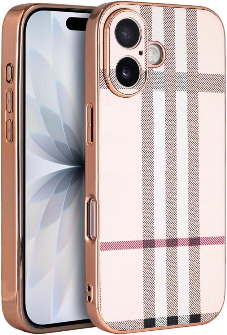 Phone Case for iPhone 17, Fashion Leather Phone Case, Soft TPU Drop Protection Shockproof Protective Phone Holder Women (for iPhone 17)