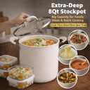 24Pcs Pots and Pans Set Non Stick,Ceramic Cookware Set with 8Qt Stockpot,Titanium-Reinforced Long-Lasting Nonstick,PFAS-Free,Induction Compatible,Complete Kitchen Set for Batch Cooking & Family Meals