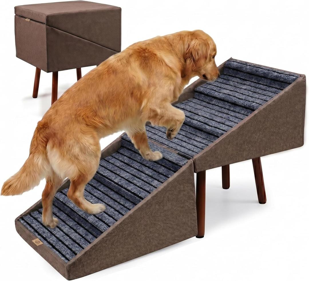 XXL 2-in-1 Ottoman Dog Stairs for Large Dogs,21.6 Inch Foldable