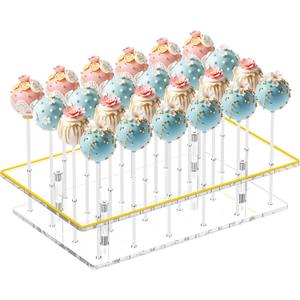 Cake Pop Stand 24 Holes Lollipop Display Stand, Acrylic Clear Cake Pop Holder Lollipop Display for Dessert Table Weddings Birthday Party Halloween Candy Decorative