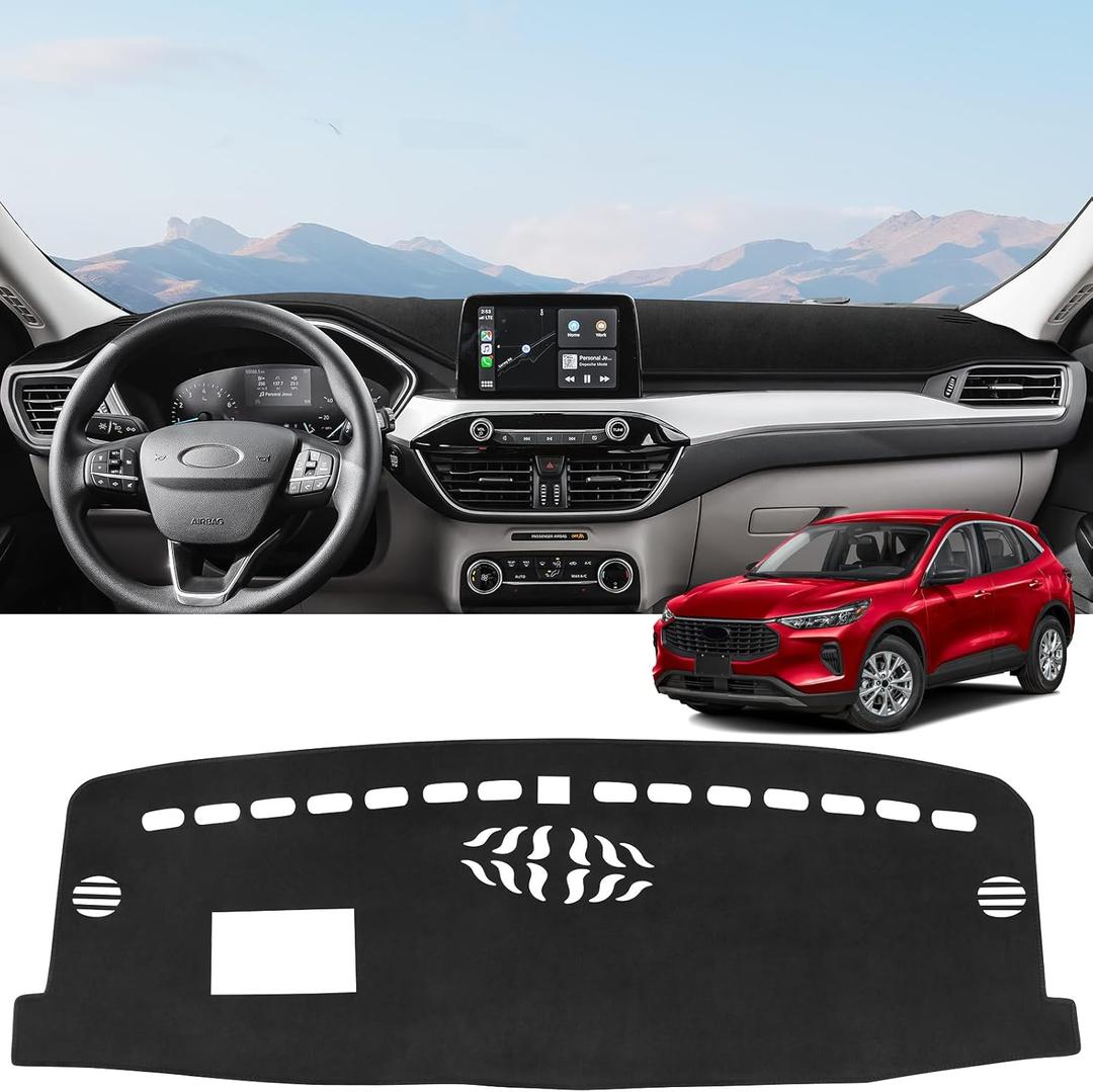 ZZEQYG Dash Cover for Ford Escape 2020 2021 2022 2023 2024 2025 Accessories Flannel Dashboard Cover Dash Mat Center Console Cover Sunshield Protector Pad (with HUD)