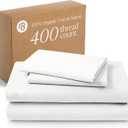 Bare Home 100% Organic Cotton Queen Sheet Set - 400 Thread Count - Smooth Sateen Weave - Breathable & Cooling - Hotel Luxury Set - Deep Pocket Bed Sheets (Queen, White)