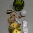 Vintage Battery Operated Wall Sconce with Cute Green Tulip Glass Lampshade Wireless Rechargeable Battery Powered Wall Light with Remote Control for Bedside Bedroom Doorway