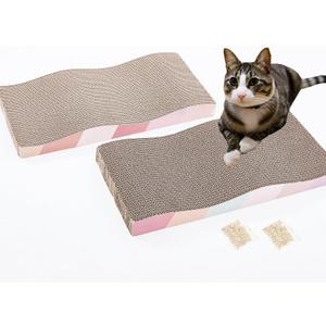 SIDAZON Cat Scratching Board cat Scratcher Cat Scratch Pad Cardboard cat scratchers for Indoor Cats Reversible Large Wide Corrugated with Catnip (2 Pcs)
