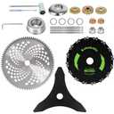 10" x 3T Carbon Steel Brush Cutter Blades + 10" 80T Carbide Tip weedeater Blades + 9" x 20 Teeth Chainsaw Tooth Blade Kit for weedeater with 2 Set Universal Adapter Kit and 4 Round Files