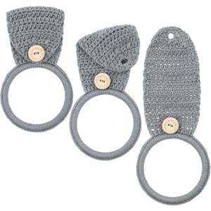Tatuo 3 Pieces Crochet Towel Holder Hanging Kitchen Dish Towel Holder Ring Oven Handle Kitchen Bathroom Hanger for Stove(Gray)