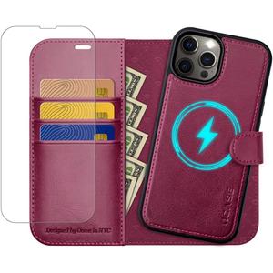 OCASE for iPhone 12 Pro Max Case Detachable Wallet Case with Card Holder, [2 in 1] PU Leather Flip Folio Case with RFID Blocking Stand Shockproof Phone Cover 6.7 Inch, Burgundy