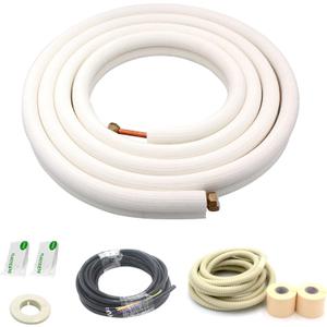 16 Ft Mini Split Line Set,Air Conditioning Copper Tubing Pipe Extension,1/4" & 3/8" 3/8" PE Thickened for AC and Heating Equipment Insulated with Nuts(1/4+3/8)