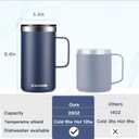 KXIAOCHEN 20oz Insulated Coffee Mug with Lid, Stainless Steel Coffee Cup, Double Wall Vacuum Coffee Tumbler with Handle, Premium Thermal Travel Coffee Mug (Navy Blue)