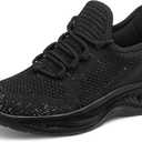 RUNSIDE Girls Lightweight Sneakers Kids Lace-up Tennis Running Shoes, Breathable Walking Shoes for Toddler/Little Kid/Big Kid (4 Big Kid, Black)
