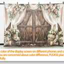 2 x 7x5ft Fabric Wedding Rustic Barn Door Backdrop Vintage Floral White Curtains Photography Background Bridal Shower Birthday Party Decorations Photo Banner Props