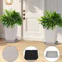 Neoaider Set of 2 Tall Planter, 21 inch Large Plastic Planter with Drain Hole & Saucers, Large Outdoor Planters for Porch, Garden, Patio, Balcony(Light Gray)