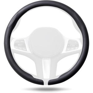 Aimato Car Steering Wheel Cover, Ultra-Thin Car Steering Wheel Cover,Comfortable & Breathable Microfiber,Universal Fit for Most Cars, Nappa Black