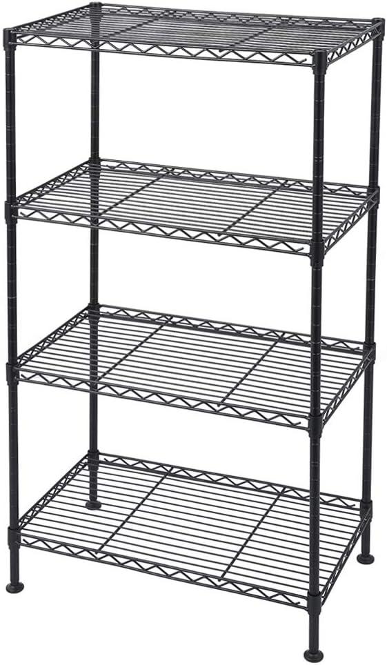 4 Tier Wire Shelving Unit Wire Shelf Storage Shelves Metal Organizer Rack Adjustable Commercial Grade Utility Heavy Duty for Restaurant Bathroom Kitchen 54"x36"x14" NSF-Certified,Black