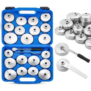 23PCS Oil Filter Removal Tool, Oil Filter Removal Cap Wrench Socket Tool Set 1/2" Automotive Removal Garage Tool