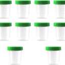 Disposable Specimen Collection Cups with Green Screw Cap  125 ml | Leakproof Urine Sample Container with Graduated Scale for Lab, Travel, and Personal Use - 10 Pack