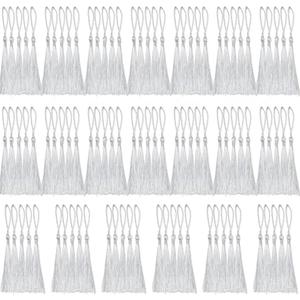 Creatrill 100 Pcs White Mini Tassels 13cm/5 Inch with Loops for Bookmarks, Jewelry Making, DIY Projects