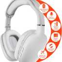 HyperGear Wireless Headphones Bluetooth White- Noise Isolation Headphones Wireless Over The Ear Head Phones, Gym Headset Built-in Mic Controls Square Foam Cups Foldable Headphone for Women and Men