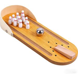 SANTA CASA Valentines Day Gifts for Him Wooden Mini Bowling Set, Stress-Relieving Fidget Toys for Men Adults Teens, Funny Birthday Gag Gifts Desktop Games